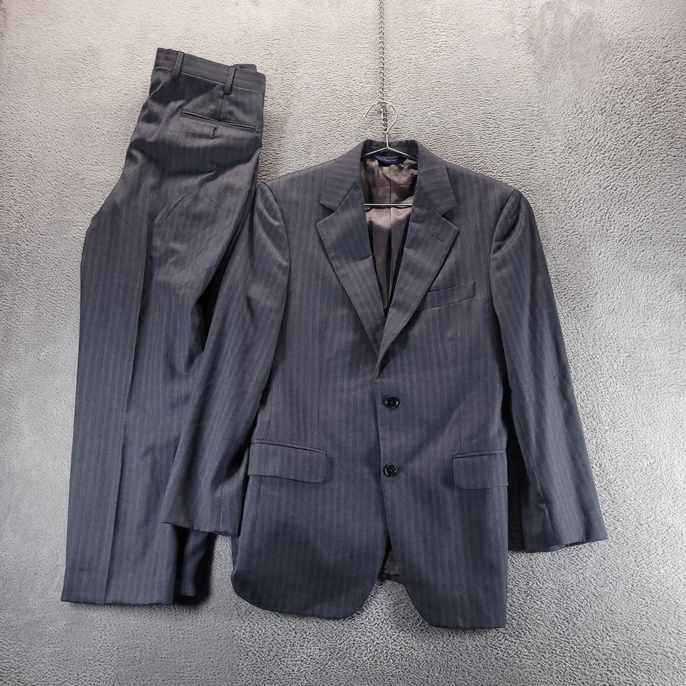 Brooks Brothers Suit Mens 36S 30x27 Gray Pinstripe 1818 Madison Wool Loro Piana